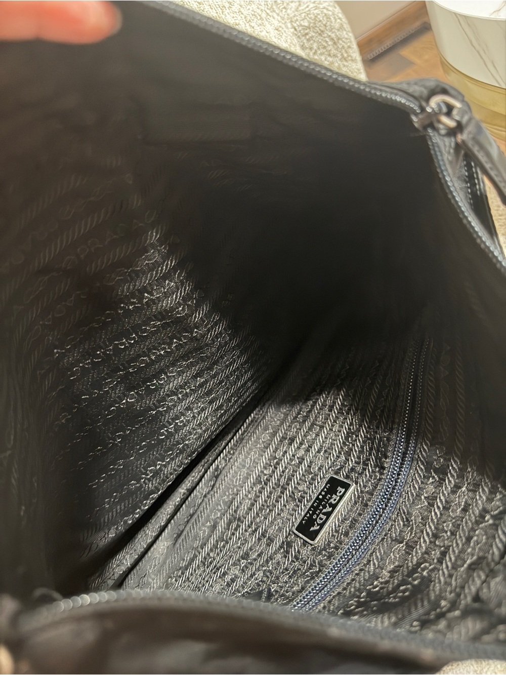 Prada Black Nylon Tote with Wide Black Web Straps - Picture 8 of 11